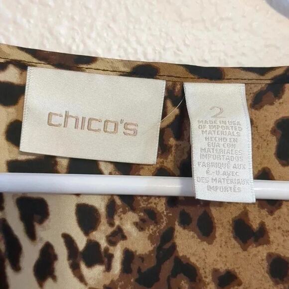 Chicos Animal Print Long Sleeve Blouse Tie Front Chicos Size 2 - US size M 12 - Picture 3 of 5